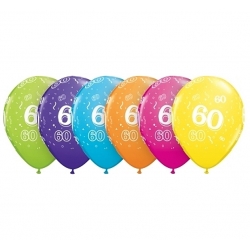 Balony kolorowe Cyfra 60 na urodziny